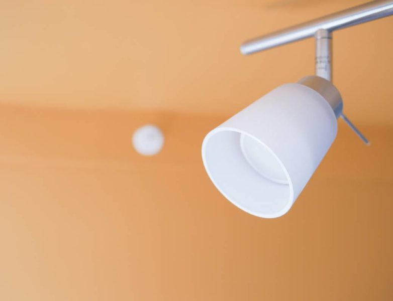 Energy saving. white lighting lamp on the wall,