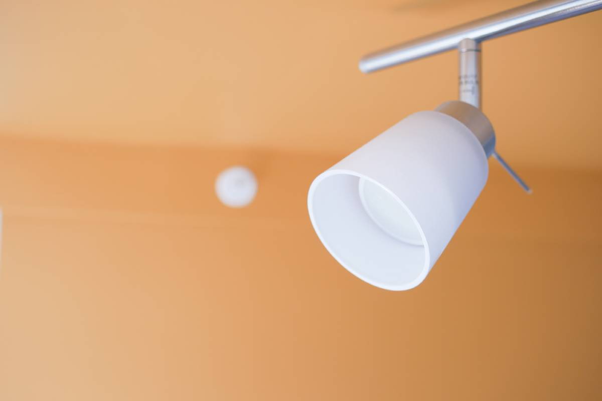 Energy saving. white lighting lamp on the wall,